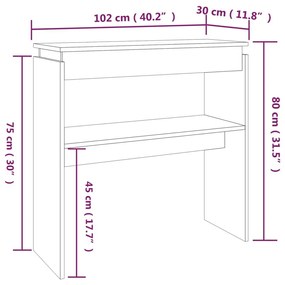 Τραπέζι Κονσόλα Καφέ Δρυς 102 x 30 x 80 εκ. Επεξεργασμένο Ξύλο - Καφέ