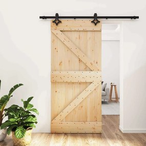vidaXL Συρόμενη Πόρτα Φυσικό και Μαύρο 95 x 210 cm