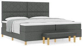 vidaXL Κρεβάτι με Ελατήριο  με Στρώμα & Πάγκο Σκοτεινό Γκρι 200x200 εκ Ύφασμα