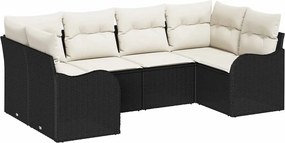 vidaXL Σετ Καναπέ Κήπου με αποθήκευση 6 pcs Μαύρο και λευκό Πολυ ράταν