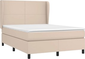 vidaXL Κρεβάτι Boxspring με Στρώμα Καπουτσίνο 140x200εκ.από Συνθ.Δέρμα