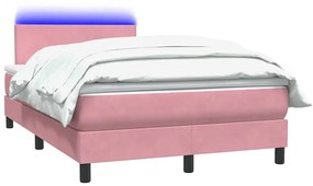 vidaXL Κρεβάτι Boxspring με Στρώμα Ροζ 120x210 εκ. Βελούδινο