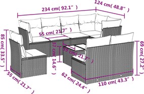 vidaXL Σαλόνι Κήπου Σετ 9 τεμ. Καφέ από Συνθ. Ρατάν με Μαξιλάρια