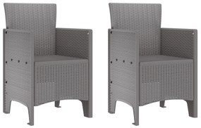 vidaXL Καρέκλα Κήπου 2 pcs Ανοιχτό γκρι 53 x 49 x 85 εκ. PP