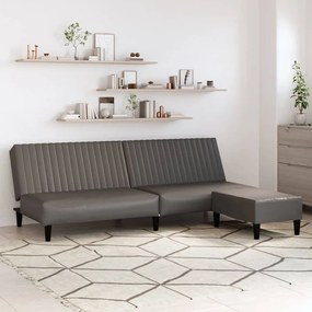 vidaXL Καναπές Κρεβάτι Διθέσιος με Υποπόδιο Γκρι από Συνθετικό Δέρμα