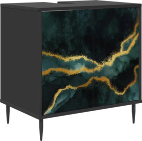 vidaXL Ντουλάπι Μπάνιου WIJHE Μαύρη Δρυς 60 x 40 x 61 εκ