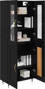vidaXL Highboard 2 pcs Μαύρη Οξυά Επεξεργασμένο ξύλο