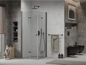 Mexen Lima Διπλή καμπίνα ντους αναδιπλούμενη 90 x 90 cm, διαφανής, μαύρη