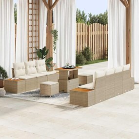 vidaXL Σετ Καναπέ Κήπου με μαξιλάρι 10 pcs Μπεζ, Κρέμα 90 x 55 x 71 cm