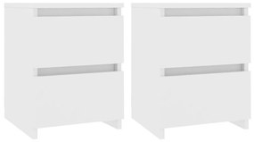 Κομοδίνα 2 τεμ. Λευκά 30 x 30 x 40 εκ. από Μοριοσανίδα - Λευκό