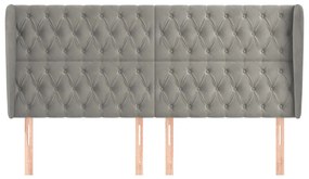 Κεφαλάρι με Πτερύγια Ανοιχτό Γκρι 203x23x118/128 εκ. Βελούδινο 3118358