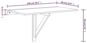 Τραπέζι Τοίχου Πτυσσόμενο Καφέ Δρυς 100x60x56 εκ. Επεξ. Ξύλο - Καφέ