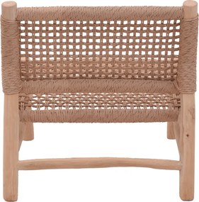 Πολυθρόνα Wanderlene pakoworld σκελετός teak ξύλο με σχοινί σε φυσική απόχρωση 67x79x68εκ