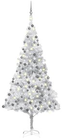 vidaXL Χριστουγεννιάτικο Δέντρο Τεχνητό με LED/Μπάλες Ασημί 240 εκ PET