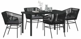 vidaXL Σέτ φαγητού για κήπο 5 pcs Μαύρο Πολυ ράταν