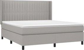 vidaXL Κρεβάτι Boxspring με Στρώμα &amp; LED Αν.Γκρι 160x200εκ. Υφασμάτινο