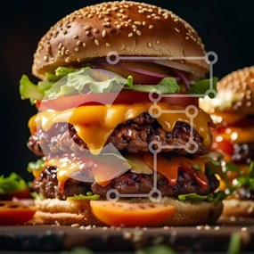 Intra Συλλεκτικό Ξύλινο Παζλ Plywood  4mm - Νόστιμο Cheeseburger με φρέσκα υλικά Σε Ξύλινο Κουτί - Διαστάσεις: 10x10 cm – 25 κομμάτια