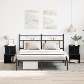vidaXL Κομοδίνα 2 τεμ Μαύρη Δρυς 35x35x55 εκ Κατασκευασμένο ξύλο