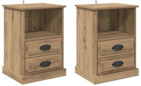 vidaXL Κομοδίνο 2 pcs artisan δρυς 43 x 36 x 60 εκ Επεξεργασμένο ξύλο