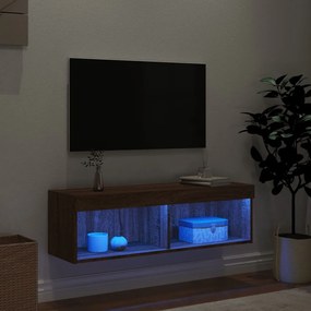 vidaXL Έπιπλο Τηλεόρασης με LED Καφέ Δρυς 100 x 30 x 30 εκ.