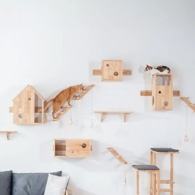 Σπιτάκι γάτας Nextdeco Natural μασίφ ξύλο Υ30x60x27εκ.