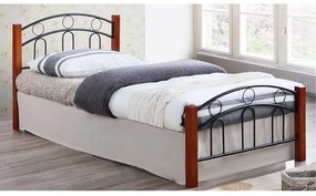 Κρεβάτι Norton Ε8108 145x201x79cm Για Στρώμα 140x190cm Black-Walnut Διπλό Μέταλλο