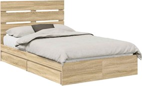 vidaXL Κρεβάτι Αποθήκης Δρύς Sonoma 135 x 190 cm Επεξεργασμένο ξύλο