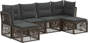 vidaXL Σετ Καναπέ Κήπου 6 pcs Γκρι συνθετικό ρατάν