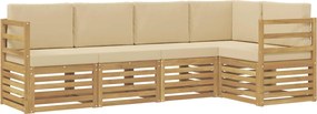 vidaXL Σειρά Καναπέ Εξωτερικού 5 pcs Λευκό και Μπεζ