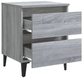 vidaXL Κομοδίνα 2 τεμ. Γκρι Sonoma 40 x 35 x 50 εκ. με Μεταλλικά Πόδια