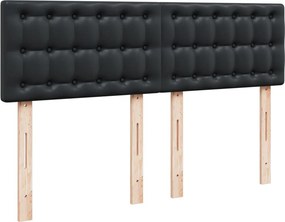 vidaXL Κρεβάτι Boxspring με Στρώμα Μαύρο 140x190εκ.από Συνθετικό Δέρμα