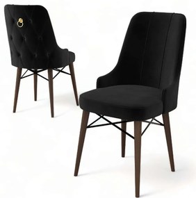 Καρέκλα Pare Babyface (Σετ 4Τμχ) 240CHR1536 46x46x94cm Black-Brown Μέταλλο,Ύφασμα