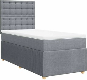 vidaXL Κρεβάτι Boxspring με Στρώμα Ανοιχτό Γκρι 100x200 εκ. Υφασμάτινο