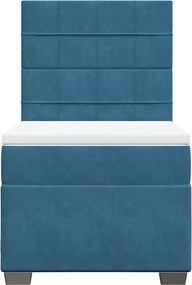 vidaXL Κρεβάτι Boxspring με Στρώμα Μπλε 100x200 εκ. Βελούδινο