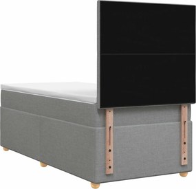 vidaXL Κρεβάτι box spring με στρώμα Ανοιχτό γκρι 90 x 190 cm Ύφασμα