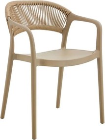 DONNA Πολυθρόνα-Pro Στοιβαζόμενη, PP-UV Tortora, Rope Wicker Φυσικό   1τμχ