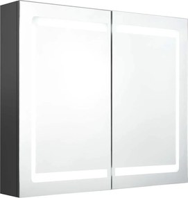 vidaXL Καθρέφτης Μπάνιου με Ντουλάπι &amp; LED Γκρι 80x12x68 εκ.