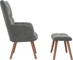 vidaXL Πολυθρόνα Relax Σκούρο Γκρι Βελούδινη με Σκαμπό
