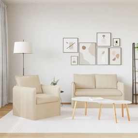 vidaXL Σετ Καναπέ 2 pcs Κρεμ 136 x 82 x 85 εκ Ύφασμα