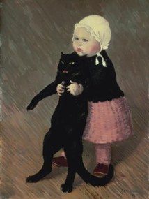 Αναπαραγωγή A Small Girl with a Cat (1889), Theophile Alexandre Steinlen
