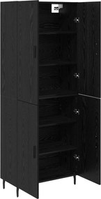 vidaXL Highboard 2 pcs Μαύρη δρυς Σύνθετο Ξύλο και Γυαλί