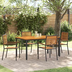 vidaXL Σέτ φαγητού για κήπο 5 pcs Μαύρο 150 x 90 x 75 cm