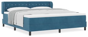 vidaXL Κρεβάτι Box Spring  με Στρώμα Σκούρο Μπλε 180x200 εκ. Βελούδο