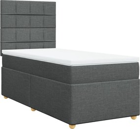 vidaXL Κρεβάτι Boxspring με Στρώμα Σκούρο Γκρι 90x200 εκ. Υφασμάτινο