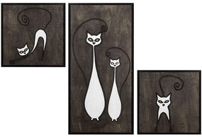 Διακοσμητικό Τοίχου Cat Family (Σετ 3Τμχ) 899SKL1322 30x30/29x59cm Black-White Wallity Polywood
