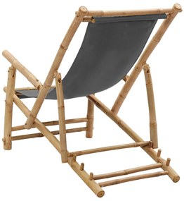 vidaXL Σεζλόνγκ Σκούρο Γκρι από Μπαμπού και Καραβόπανο