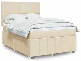 vidaXL Κρεβάτι Boxspring με Στρώμα Κρεμ 140x190 εκ. Υφασμάτινο