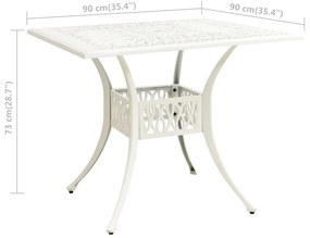 vidaXL Τραπέζι Κήπου Λευκό 90 x 90 x 73 εκ. από Χυτό Αλουμίνιο