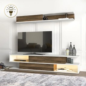 Σύνθεση τηλεόρασης Manet Megapap από μελαμίνη με LED χρώμα λευκό - καρυδί 180x29,5x39εκ.-GP042-0218,1
