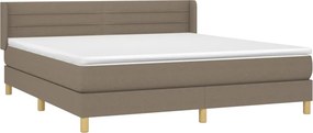 vidaXL Κρεβάτι Boxspring με Στρώμα Taupe 180x200 εκ. Υφασμάτινο